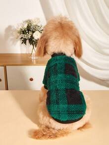 1件毛絨寵物連帽衫,適合貓狗兩用,秋冬新款,防風保暖寵物衣服