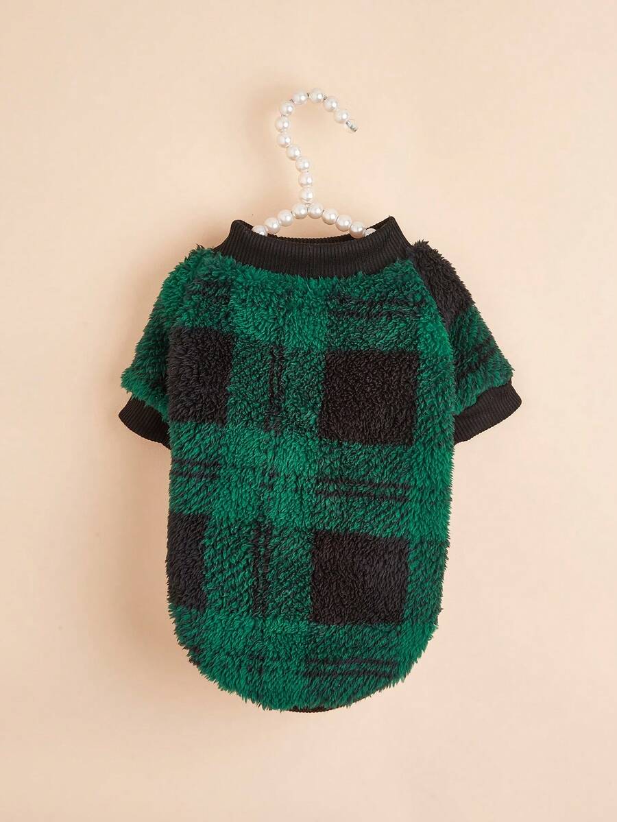 1件毛絨寵物連帽衫,適合貓狗兩用,秋冬新款,防風保暖寵物衣服