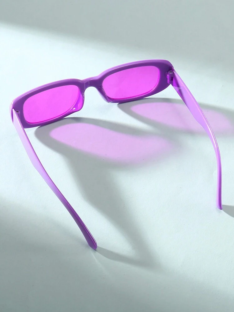 1 stuk unisex modieuze vierkante bril met Y2K-print, gepersonaliseerde strandbril, voor dagelijks gebruik, streetwear-look, accessoires voor op het strand, geschikt voor truien, jassen, sweatshirts, hoodies, leren broeken en cargobroeken voor zomerse strandvakanties, buitenactiviteiten en reizen. - Paars - Bekijken 3