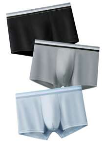 3pcs Men's Breathable, Perspiration-Wicking, Fashionable, Personalized, Slim-Fit Boxer Shorts/Panties For Sports And Daily Wear - Multicolor - View 1