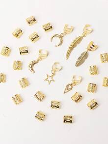 26pcs Mixed Color Hair Rings & Braids Hair Accessories - Gold - View 6