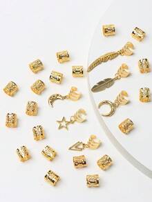 26pcs Mixed Color Hair Rings & Braids Hair Accessories - Gold - View 4