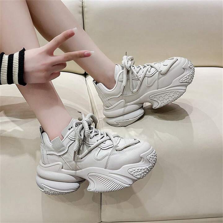 Women s Chunky Sneakers Increased Platform Thick Bottom Sports Casual Shoes Ins Style 2023 Fall winter New Arrival SHEIN UK