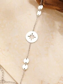 Thép không gỉ Đồ treo Vòng tay Với Hình học & La bàn Vật rủ xuống , Hàn Quốc Thời trang Kim loại Vòng tay Đối với phụ nữ , Quà tặng tiệc - Bạc - Xem 5