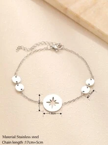 Thép không gỉ Đồ treo Vòng tay Với Hình học & La bàn Vật rủ xuống , Hàn Quốc Thời trang Kim loại Vòng tay Đối với phụ nữ , Quà tặng tiệc - Bạc - Xem 7