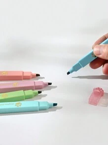 6pcs Mixed Color Highlighter Pens With Cat Paw Design, For Students - Multicolor - View 9
