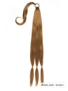 長辮子馬尾辮延長帶髮帶直環繞式接發馬尾辮天然柔軟合成發片適合女士日常佩戴 - Light Brown - 查看 2