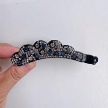 1pc Rhinestone Decor Banana Hair Clip, Chic Hair Accessory For Daily Wear - Navy Blue - View 4