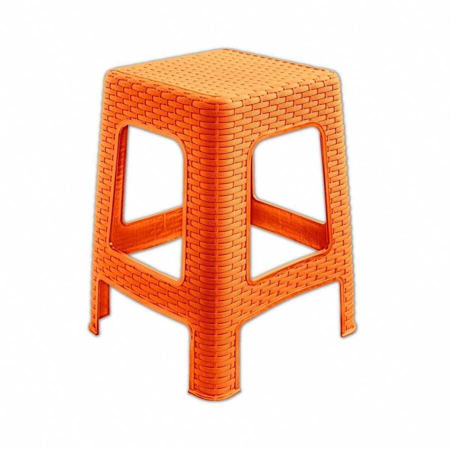 BANCO DE RATTAN, CUADRADO, ELEGANTE - Naranja - Ver 1