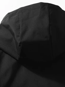 男士户外防风夹克，运动夹克，带拉链口袋的防风外套 - 黑色 - 查看 9