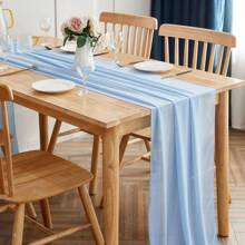 Pink Table Runner 12x108 Inches Sheer Wedding Runner Romantic Rustic Table Cloth For Wedding Party Baby Shower Decorations - Baby Blue - View 2