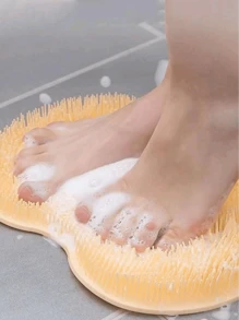 1pc 11.8-inch Exfoliating Wash Pad Bath Back Scrubber Cleaning Brush For Shower, Bathroom - Yellow - View 3