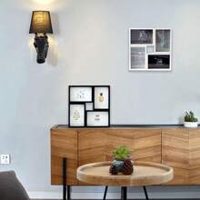 One Four-Grid Combination 6 Inch Photo Frame, Black & White Vintage American Style Photo Frame, Tabletop Or Wall Mount, Suitable For Baby Album And Small Gift, High-End Glass Surface Photo Frame Gifts Birthday Graduation