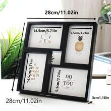 One Four-Grid Combination 6 Inch Photo Frame, Black & White Vintage American Style Photo Frame, Tabletop Or Wall Mount, Suitable For Baby Album And Small Gift, High-End Glass Surface Photo Frame Gifts Birthday Graduation