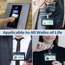 2 件装徽章夹，带双面窗口，横向硬质塑料外壳，黑色卡片保护袋，适用于办公室、学校 ID 卡、信用卡、感应钥匙卡、驾驶执照和通行证、学校用品、返校 - 黑色 - 查看 4