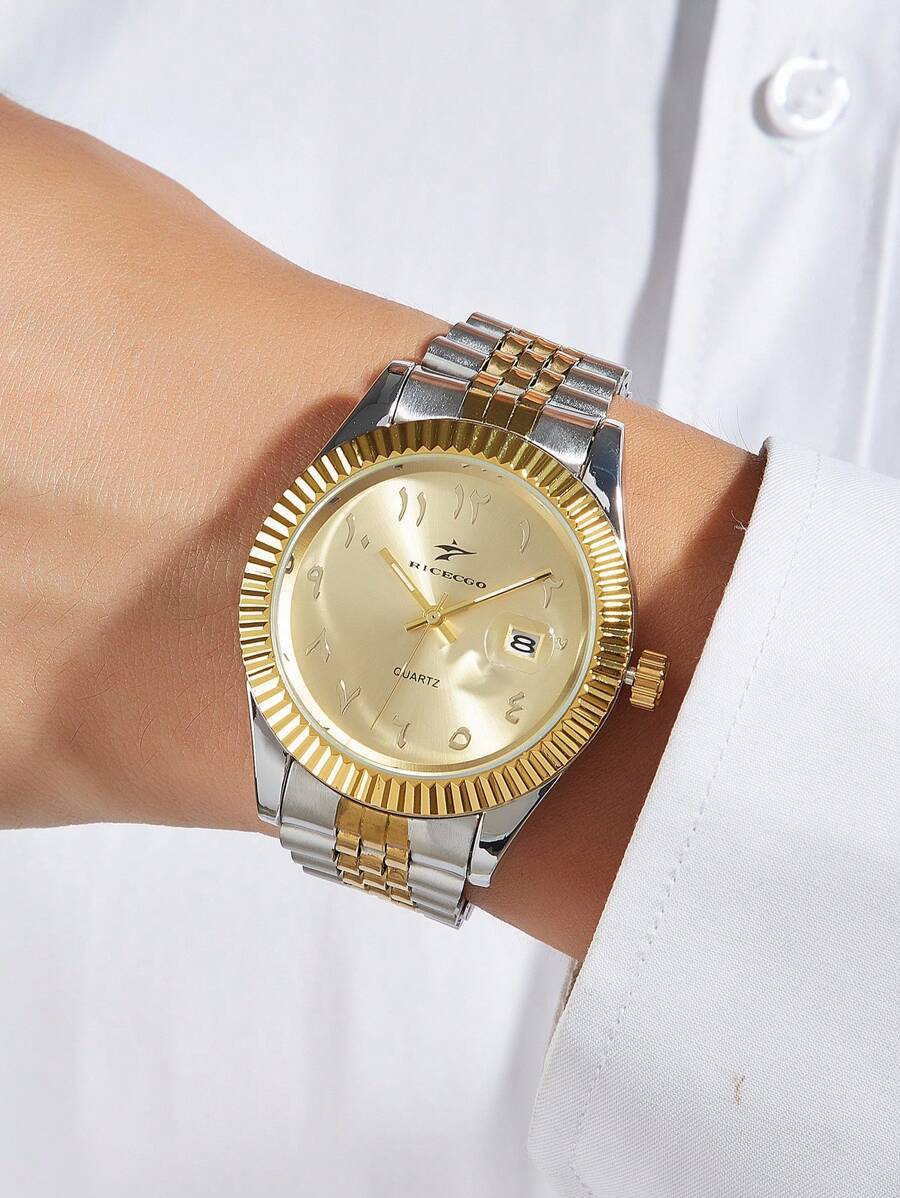 RICECGO 1入組男士經典石英手錶，適用於日常佩戴、商務會議和送禮 - 彩色 - 查看 1