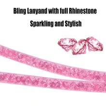 1入女士鑲嵌鑽石掛繩,帶有id卡插槽和鑰匙收納繩的閃亮掛繩,適合作為女性禮物 - 深灰色 - 查看 2