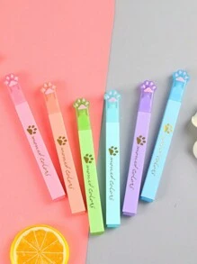6pcs Mixed Color Highlighter Pens With Cat Paw Design, For Students - Multicolor - View 7