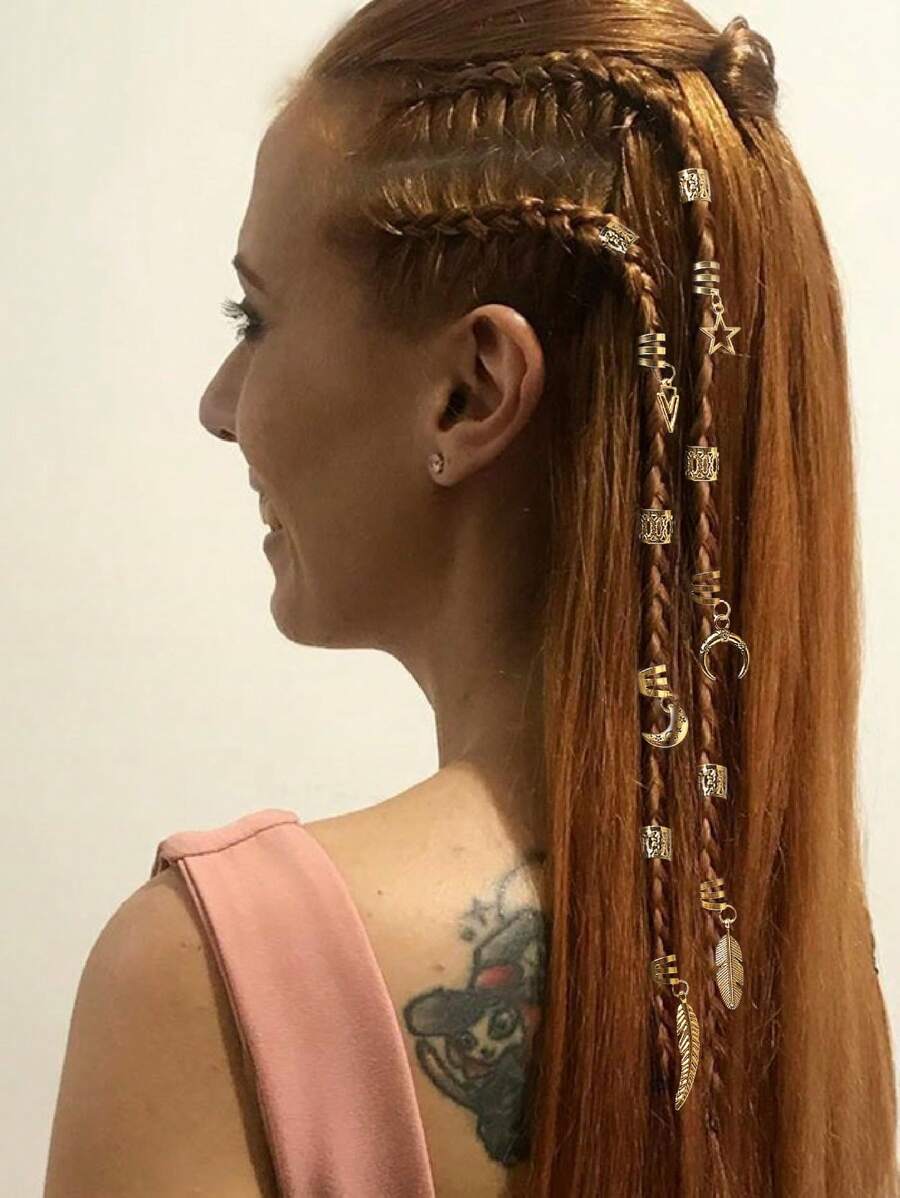 26pcs Mixed Color Hair Rings & Braids Hair Accessories - Gold - View 1