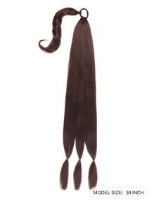 長辮子馬尾辮延長帶髮帶直環繞式接發馬尾辮天然柔軟合成發片適合女士日常佩戴 - Black-brown - 查看 2