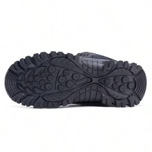 男士保暖加厚防滑高幫短靴冬季休閒戶外pu登山工作靴 - 黑色 - 查看 4