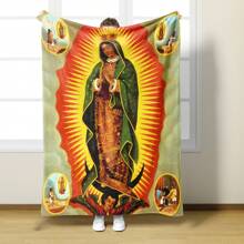 1 件印有圖案的法蘭絨毯子,非常適合床、沙發、沙發、空調;豪華、溫暖、舒適,是送給每個人的完美禮物