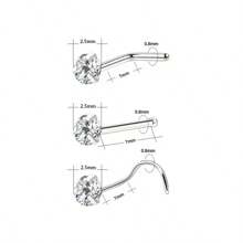 1set/set Of 3 Tiny Stainless Steel Nose Studs With Delicate Shape & Cubic Zirconia Decoration - Gold - View 7