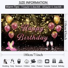 Dienalls 6x4ft Happy Birthday Party Backdrop Red Gold Birthday Decorations Background Birthday Party Banner Decorations Backdrop - Multicolor - View 2