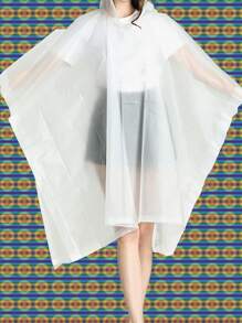 1件白色防水eva雨衣,多功能用於遠足,透明不分男女雨衣,適用於女性背包雨罩,野營雨披,徒步旅行雨衣 - 白色 - 查看 3