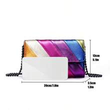 彩虹色斜挎包，配链条肩带。设计紧凑方便，非常适合日常生活和商务购物。采用拼接 PU 皮革制成，设计百搭，适合秋冬季节。非常适合送给女性朋友的礼物。 - 彩色 - 查看 10