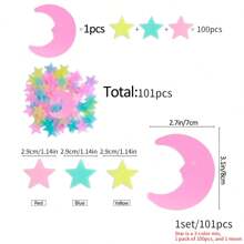 100pcs Moon & Star Pattern Glow In The Dark Wall Sticker, Modern PVC Wall Decal For Home Wall Decoration, Stickers, Wall Decal, Vinly Decal For Home Decorations, Spring Decoration Items Refresh Your Home, Rama Decoration Stickers Gifts Birthday Graduation