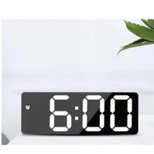 Relógio Led Digital Mesa Despertador Alarme com Temperatura com led branco - Preto - Visão 4