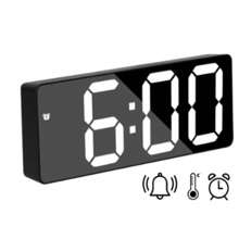 Relógio Led Digital Mesa Despertador Alarme com Temperatura com led branco - Preto - Visão 5