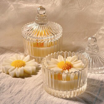 1pc Mongolian Yurt Shaped Glass Cup Aromatherapy Candle Decor,Room Decor,Gifts Birthday Graduation