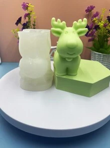 1個聖誕節硅膠模具,可用於自製芳香蠟燭,麋鹿和聖誕老人設計 - 白色 - 查看 1