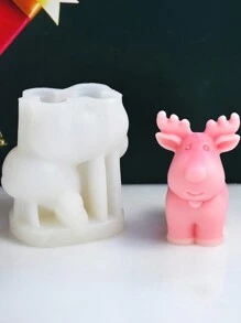 1個聖誕節硅膠模具,可用於自製芳香蠟燭,麋鹿和聖誕老人設計 - 白色 - 查看 2