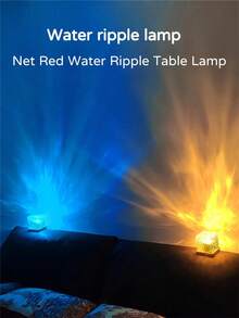 1PC USB rotating Water Ripple night light,Flame Atmosphere light,Color Changing Crystal Lamp,Ocean Wave Night Light Projector for Bedroom, Living Room, Gaming Room, Ceiling, Bathroom Decor (Square Shaped Style,3 Colors Mode) - Square+3 Colors - View 6
