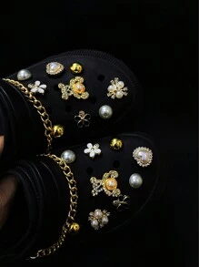 20pcs Shoe Charms With Rhinestone-decorated Bear Pattern, Suitable For Beach Sandals And Clogs