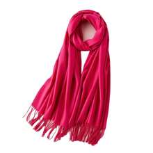 1pc 100g Women's Solid Color Polyester Warm Faux Cashmere Scarf With Tassels - one-size - View 5