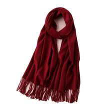 1pc 100g Women's Solid Color Polyester Warm Faux Cashmere Scarf With Tassels - one-size - View 8