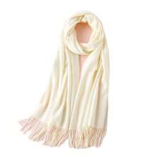 1pc 100g Women's Solid Color Polyester Warm Faux Cashmere Scarf With Tassels - one-size - View 6