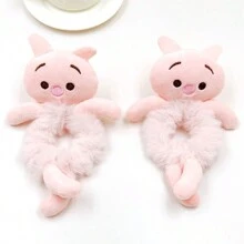 2 件可爱毛绒发圈趣味新奇马尾辫发饰，卡通卷发圈，适合秋冬季 - 粉色 - 查看 7