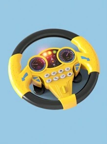 1套2件男女孩模擬便攜式行車方向盤，配有燈光和音樂駕駛控制器，逼真的副駕駛玩具，兒童教育聲音玩具禮物，適用於3-12歲兒童的兒童節，生日及聖誕節 - 黃色 - 查看 1