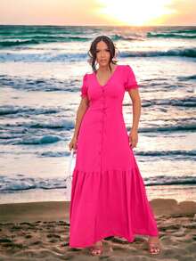 Women Dresses - 玫紅色 - 查看 7