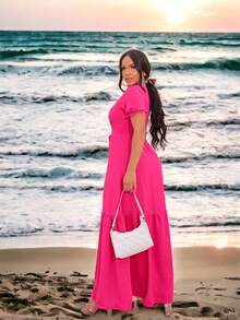 Women Dresses - 玫紅色 - 查看 2