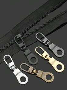 4 件/套圓孔金屬拉鍊拉頭顏色隨機,可拆卸用於更換包袋、鞋子、衣服的拉鍊,包括小鎖拉頭 - 黑與白 - 查看 1