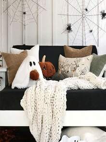 Đồ trang trí Halloween 1 chiếc gối búp bê ma Halloween/Giáng sinh, Gối trang trí ma Halloween, Gối nhồi bông hình ma đáng yêu cho ghế sofa, Quà tặng tiệc lễ hội - trắng - Xem 3