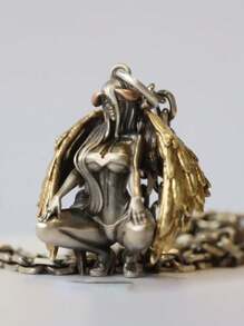 Fashionable Stainless Steel Gold-tone Angel Pendant Necklace For Men, Perfect For Parties, Banquets, Dates And Festivals, Gift - gold wings necklace - View 3