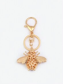1pc Yellow Bee Design Keychain With Rhinestone Decor, Perfect For Garden Tour Souvenir, Student Backpack Decoration - Multicolor - View 2