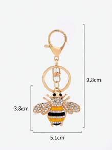 1pc Yellow Bee Design Keychain With Rhinestone Decor, Perfect For Garden Tour Souvenir, Student Backpack Decoration - Multicolor - View 3